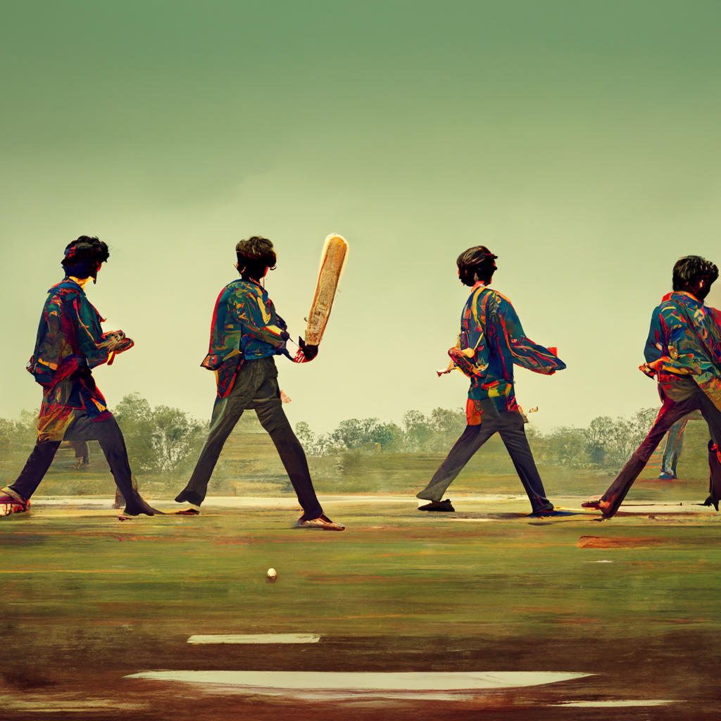 Beatles playing cricket